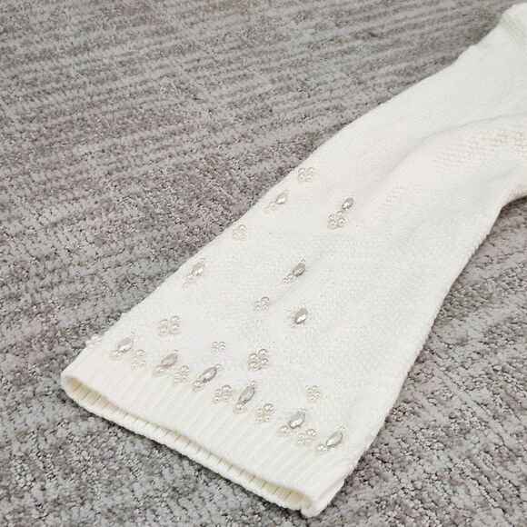 Chicos womens mock beaded sweater cream ivory size 2 or L - Picture 8 of 12
